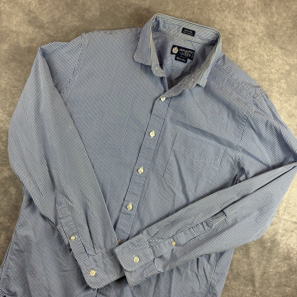 J. Crew Shirt Mens M (15-15.5) White Gingham‎ Haberdashery 80s 2-Ply Preppy